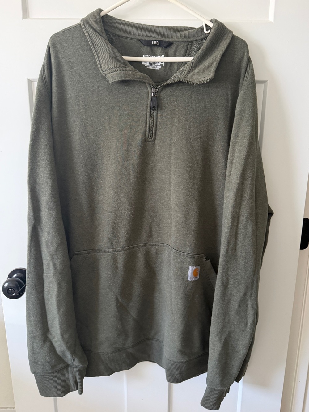 Carhartt Force Men’s 3XL Tall Relaxed Fit Quarter Zip Fleece Pullover Olive
